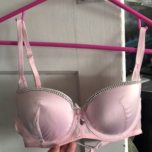 Rhinestone light pink bra